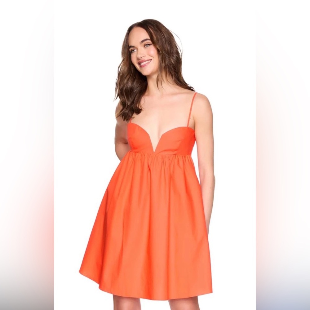 Susana Monaco Orange Poplin Sleeveless Mini Dress Size L